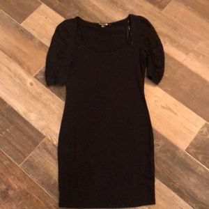 Black fitted lace sleeve dress